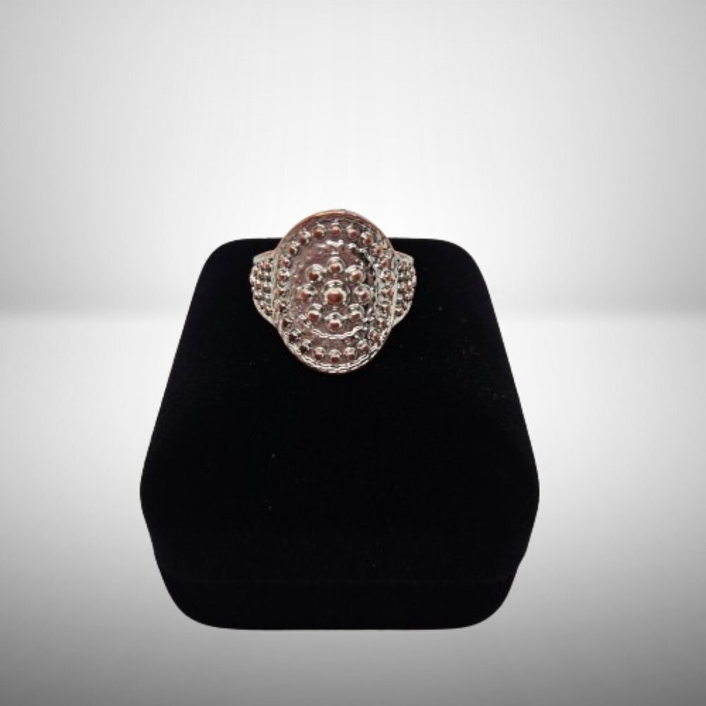 Vintage Silver Beaded Circle Ring Size 6 1/4